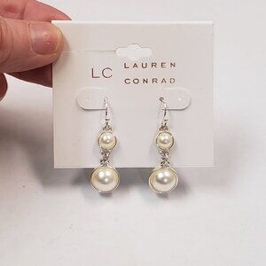 LC Lauren Conrad, NWT, silver faux pearl drop dangle fashion earrings